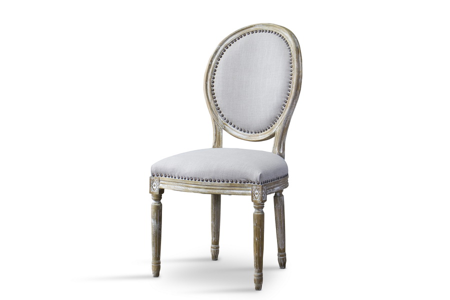 Baxton Studio Clairette Wood Traditional French Accent Chair Round