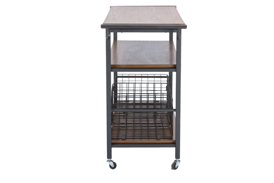 Baxton StudioLancashire Brown Wood Metal Kitchen Cart