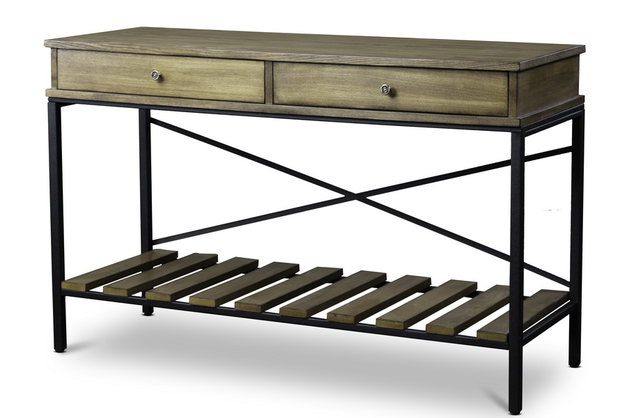 Rustic wood and clearance metal console table