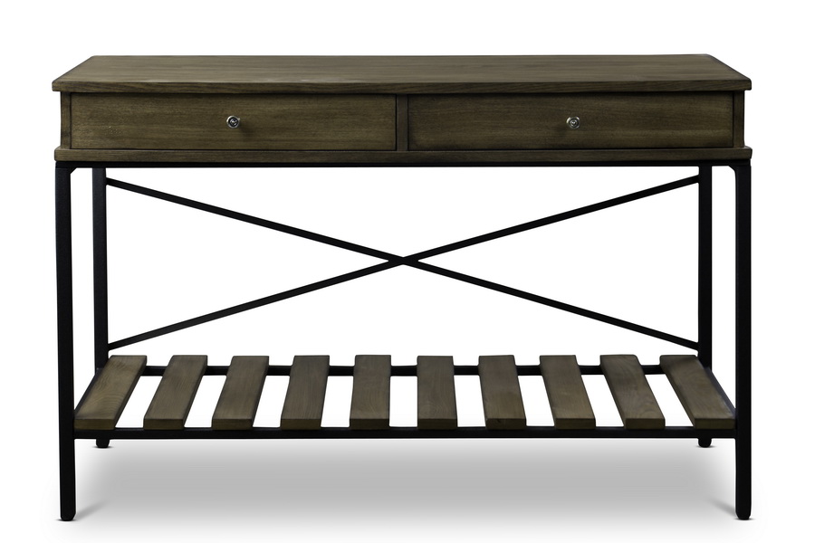 baxton studio newcastle wood and metal console table