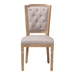 Baxton Studio Estelle  Chic Rustic French Country Cottage Weathered Oak Beige Fabric Button-tufted Upholstered Dining Chair - TSF-9341