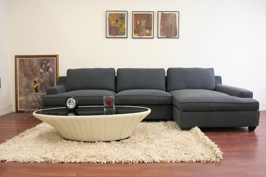 Kass Slate Gray Fabric Modern Sectional Sofa