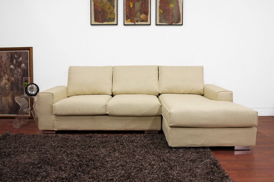 CAHAL Cream Twill Modern Sectional Sofa contemporary  